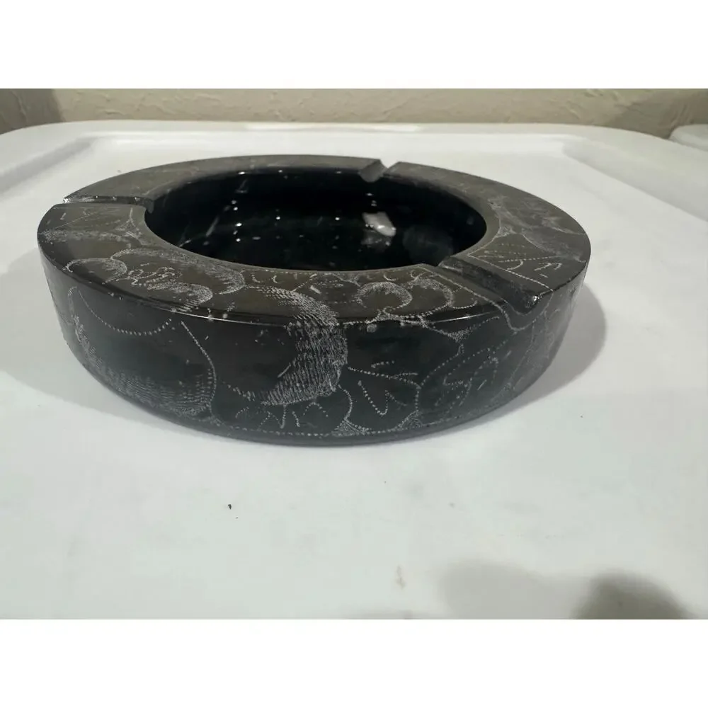 Hand Carved Etched Marble Ashtray